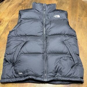 The North Face Nuptse 700 Vest Men's Small Goose Down Black Puffer Vintage